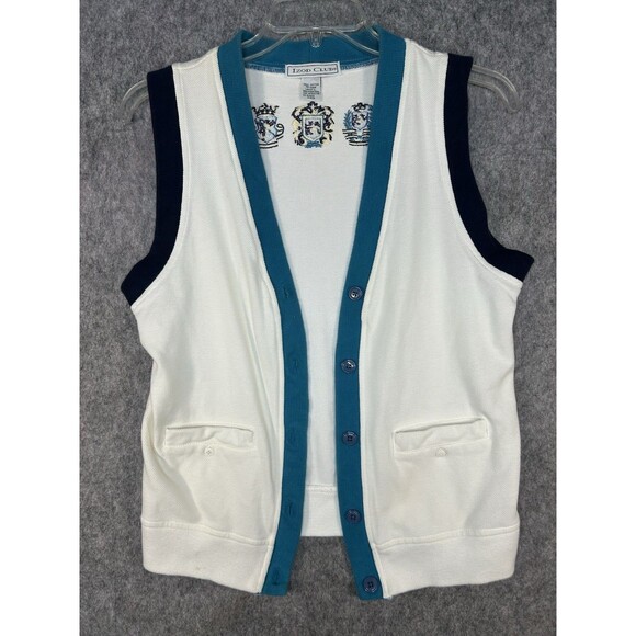 Vintage Izod Club Womens White Vest Golf Size L Embroidered Casual Classic Retro - Picture 2 of 9